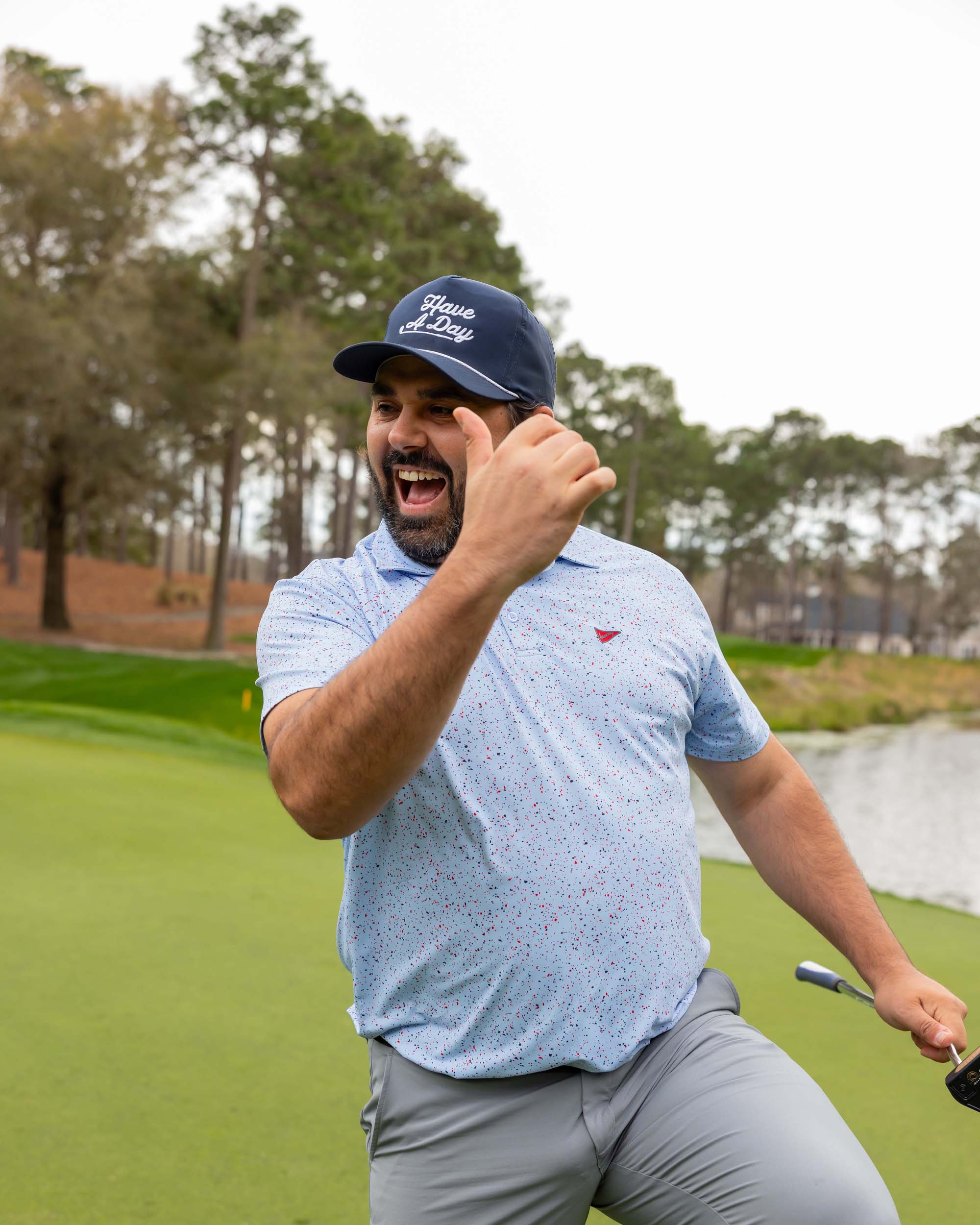 The USA Splatter Light Blue Polo - Breezy Golf